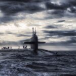 submarine, sea, silhouette