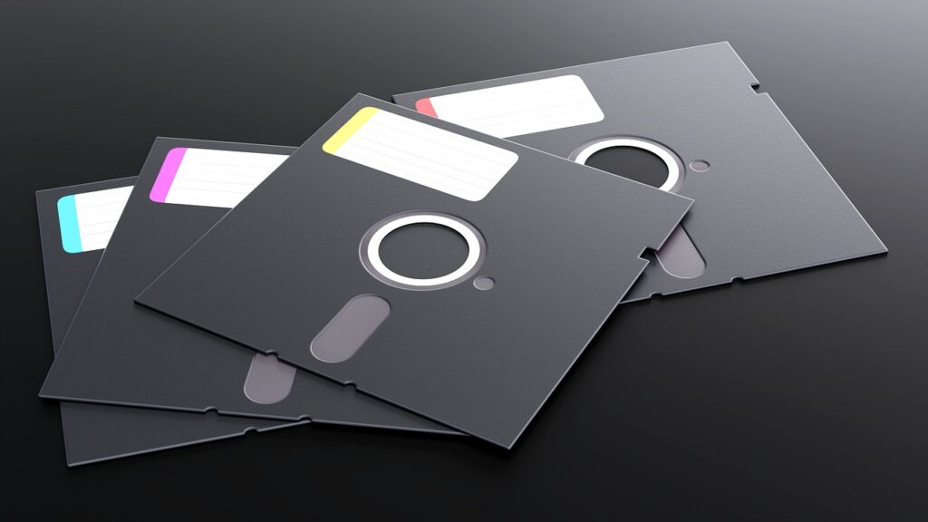 floppy disks, memory, computer